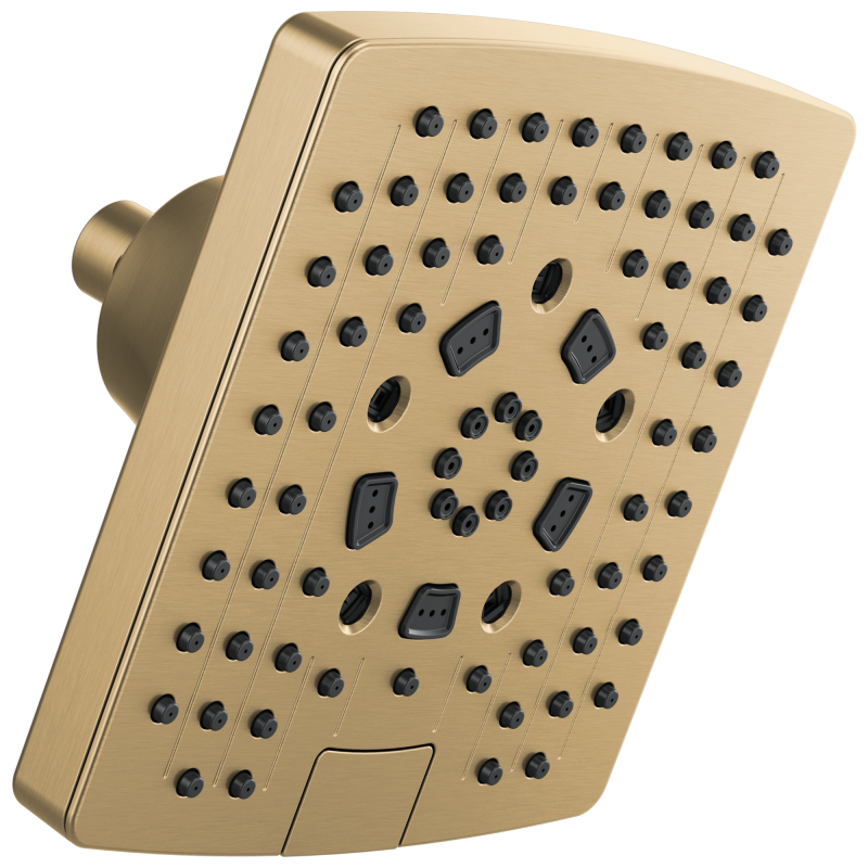 BRIZO Essential Shower 7" Linear Square H2Okinetic Multi-Function Wall Mount Shower Head - 2.5 GPM — Luxe Gold