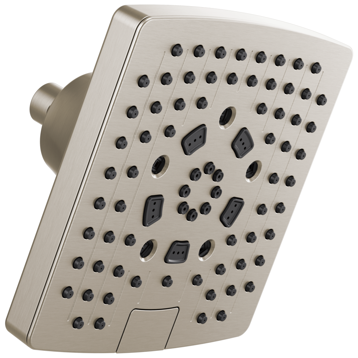 BRIZO Essential Shower 7" Linear Square H2Okinetic Multi-Function Wall Mount Shower Head - 2.5 GPM — Luxe Nickel