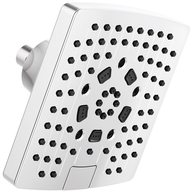 BRIZO Essential Shower 7" Linear Square H2Okinetic Multi-Function Wall Mount Shower Head - 2.5 GPM — Chrome