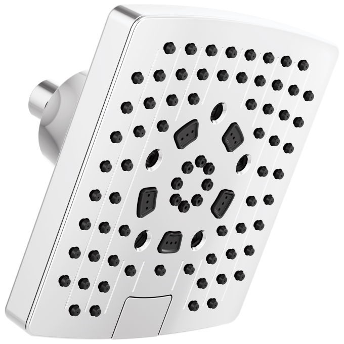 BRIZO Essential Shower 7” Linear Square H2Okinetic Multi-Function Wall Mount Showerhead — Chrome