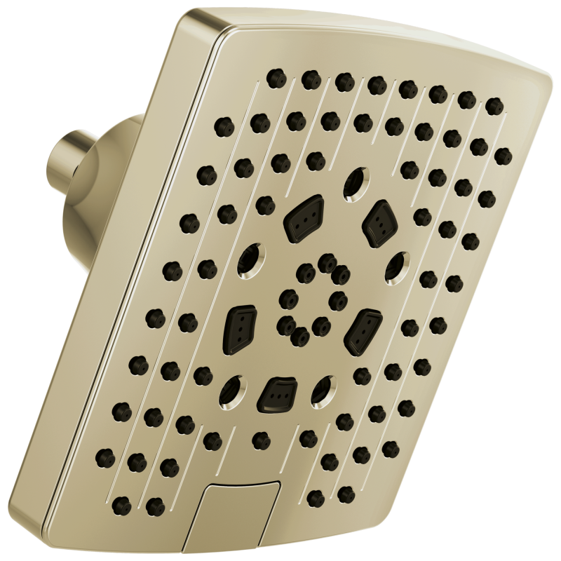BRIZO Essential Shower 7” Linear Square H2Okinetic Multi-Function Wall Mount Showerhead — Polished Nickel