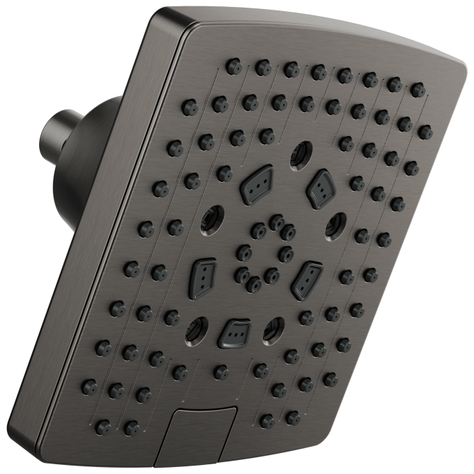 BRIZO Essential Shower 7” Linear Square H2Okinetic Multi-Function Wall Mount Showerhead — Luxe Steel