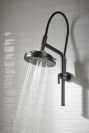 BRIZO Litze 8” H2Okinetic Round Multi-Function Wall Mount Showerhead — Matte Black/Luxe Gold