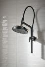 BRIZO Litze 8” H2Okinetic Round Multi-Function Wall Mount Showerhead — Matte Black/Luxe Gold