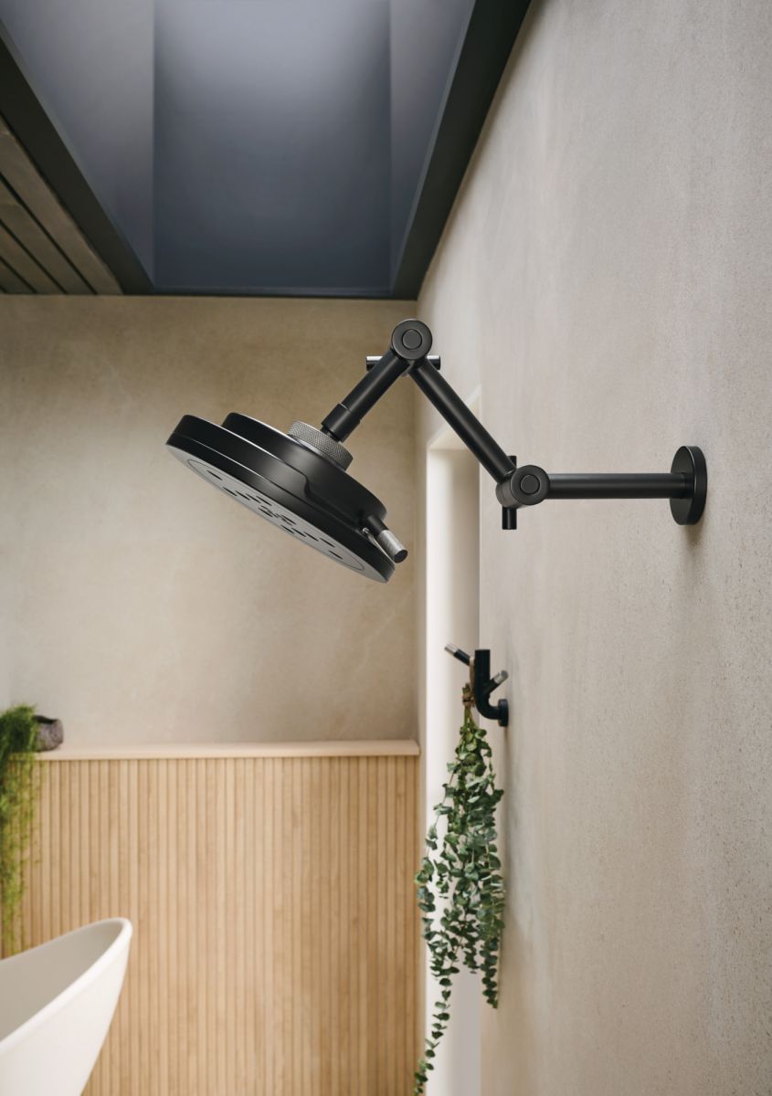 BRIZO Litze Rotating Double Robe Hook With Knurling — MATTE BLACK/LUXE STEEL