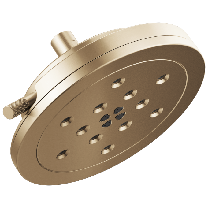 BRIZO Litze 8” H2Okinetic Round Multi-Function Wall Mount Showerhead — Luxe Gold