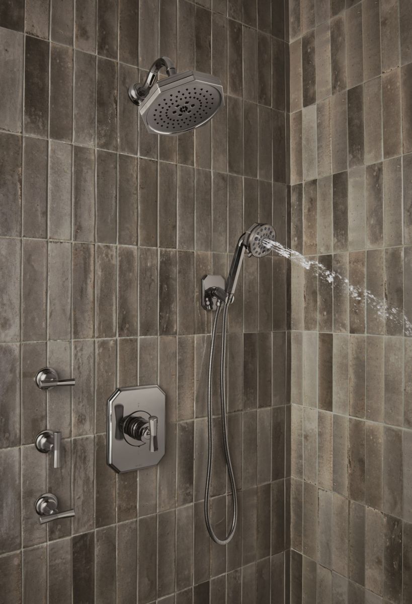 BRIZO Beauclere Sensori Thermostatic Valve Trim Cross Handle Kit — Brilliance Black Onyx