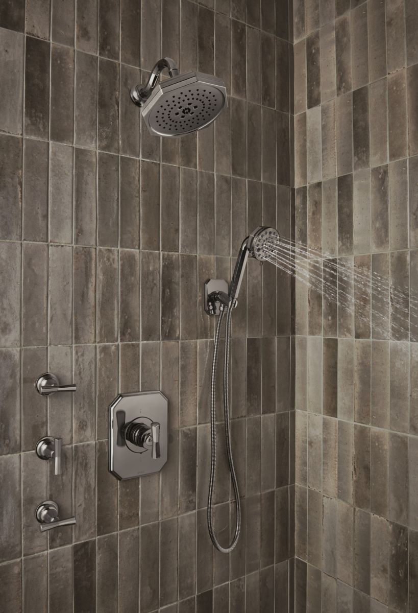 BRIZO Beauclere Sensori Thermostatic Valve Trim Cross Handle Kit — Brilliance Black Onyx