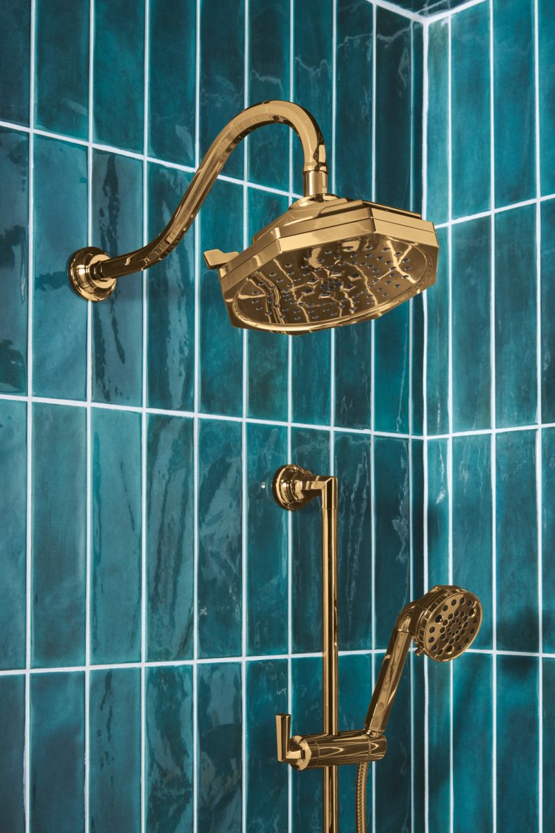 BRIZO Beauclere 8" H2OKINETIC Multi-Function Shower Head — Polished Gold