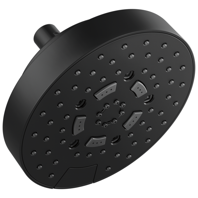 BRIZO Essential Shower 7" Linear Round H2Okinetic Multi-Function Wall Mount Shower Head - 2.5 GPM — Matte Black
