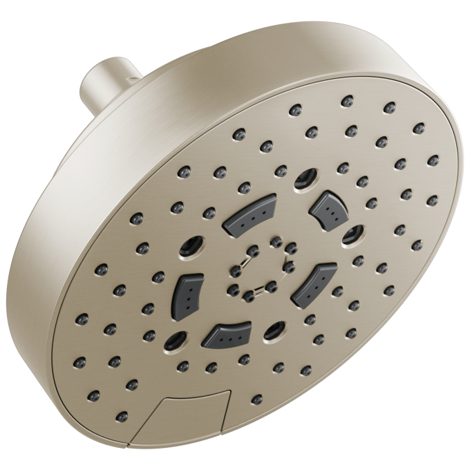 BRIZO Essential Shower 7" Linear Round H2Okinetic Multi-Function Wall Mount Shower Head - 2.5 GPM — Brushed Nickel