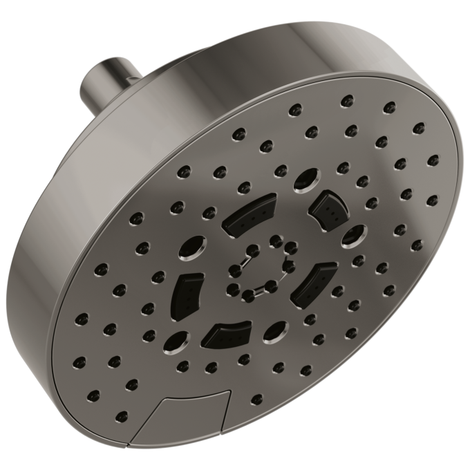 BRIZO Allaria 7" Linear Round H2Okinetic Multi-Function Wall Mount Shower Head - 2.5 GPM — Brilliance Black Onyx