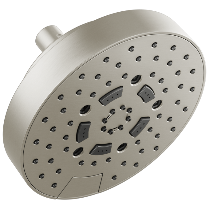 BRIZO Essential Shower 7" Linear Round H2Okinetic Multi-Function Wall Mount Shower Head - 1.75 GPM — Luxe Nickel