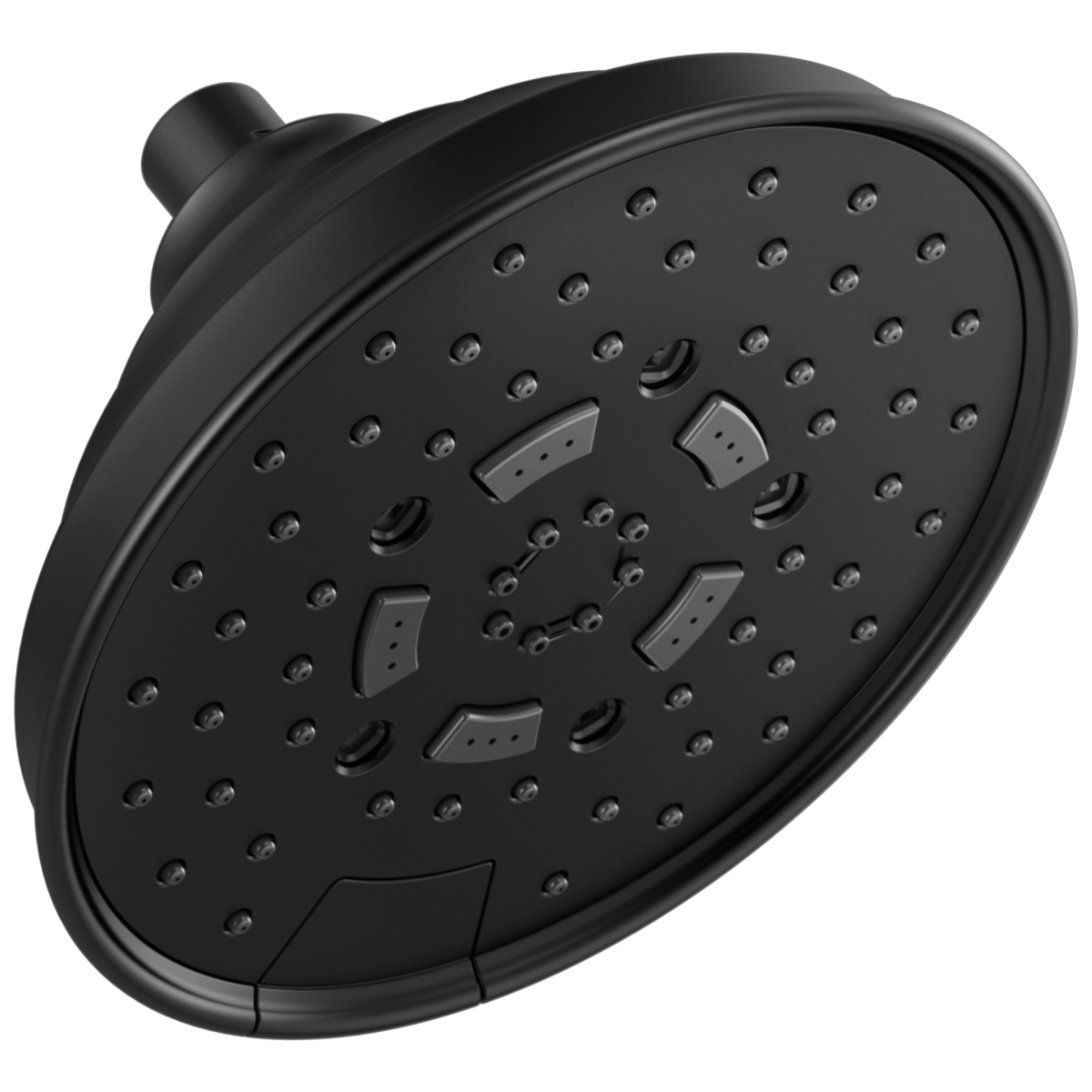 BRIZO Essential Shower 7" Classic Round H2Okinetic Multi-Function Wall Mount Shower Head - 2.5 GPM — Matte Black
