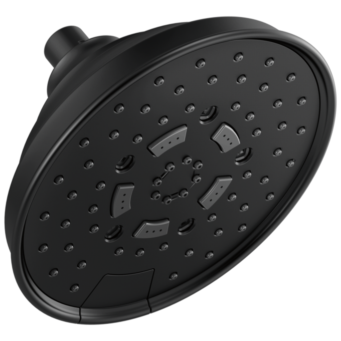 BRIZO Essential Shower 7" Classic Round H2Okinetic Multi-Function Wall Mount Shower Head - 1.75 GPM — Matte Black