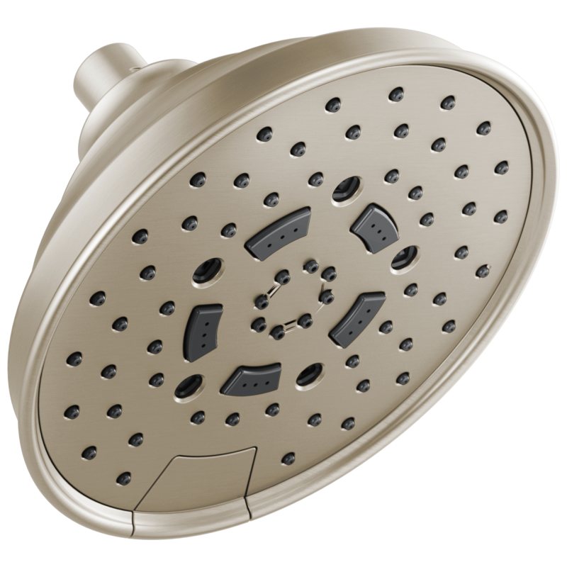 BRIZO Essential Shower 7" Classic Round H2Okinetic Multi-Function Wall Mount Shower Head - 1.75 GPM — Brushed Nickel