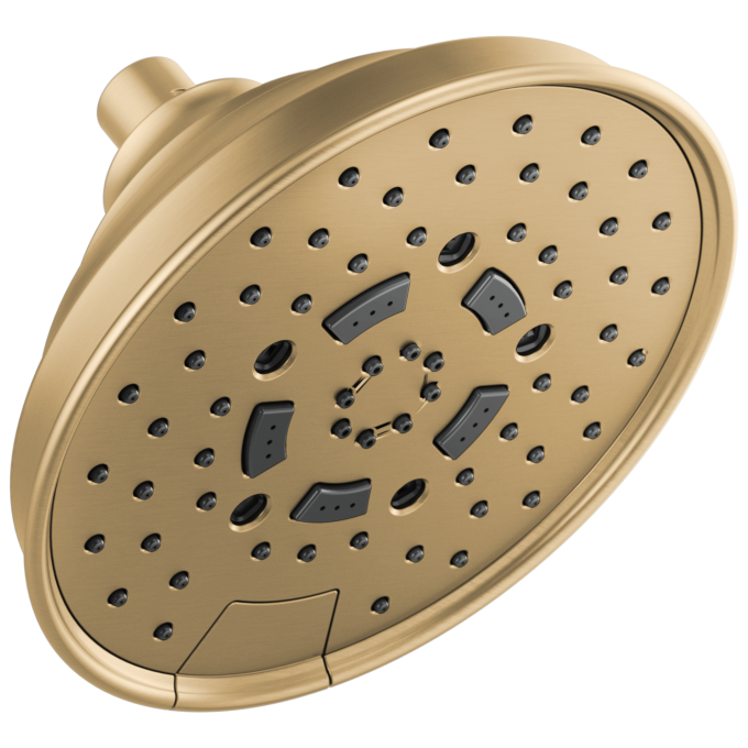 BRIZO Essential Shower 7" Classic Round H2Okinetic Multi-Function Wall Mount Shower Head - 1.75 GPM — Luxe Gold