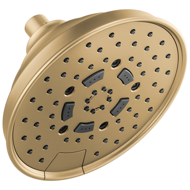 BRIZO Essential Shower 7" Classic Round H2Okinetic Multi-Function Wall Mount Shower Head - 1.75 GPM — Luxe Gold