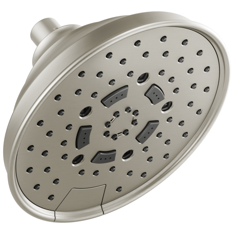 BRIZO Essential Shower 7" Classic Round H2Okinetic Multi-Function Wall Mount Shower Head - 2.5 GPM — Luxe Nickel