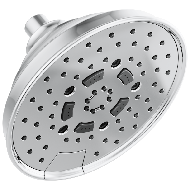 BRIZO Essential Shower 7" Classic Round H2Okinetic Multi-Function Wall Mount Shower Head - 2.5 GPM — Chrome