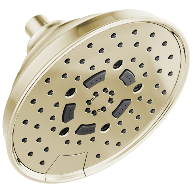 BRIZO Essential Shower 7" Classic Round H2Okinetic Multi-Function Wall Mount Shower Head - 1.75 GPM — Polished Nickel