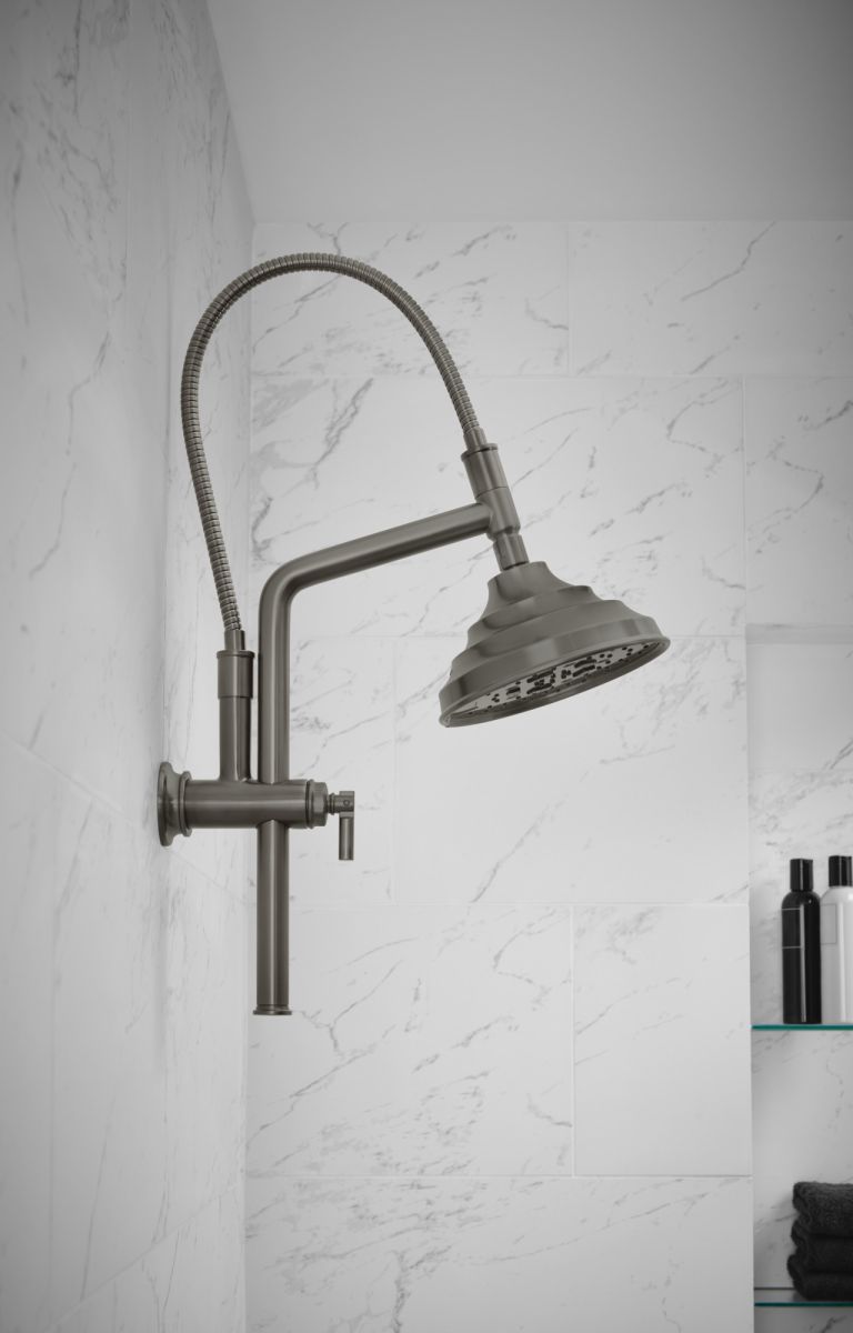 BRIZO Essential Shower 7" Classic Round H2Okinetic Multi-Function Wall Mount Shower Head - 1.75 GPM — Luxe Steel