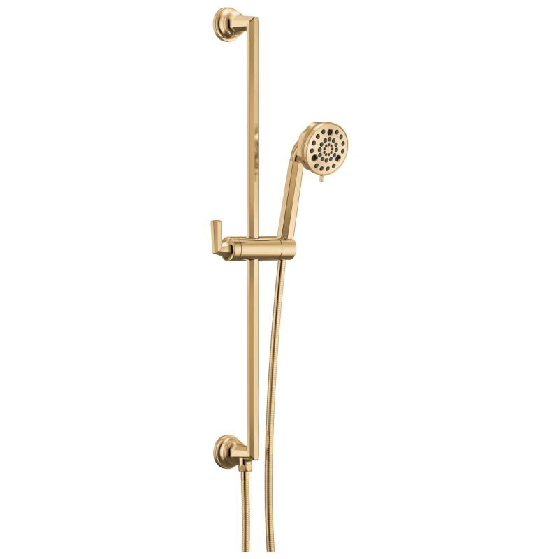 BRIZO Beauclere Multi-Function Slide-Bar Hand Shower — Polished Gold