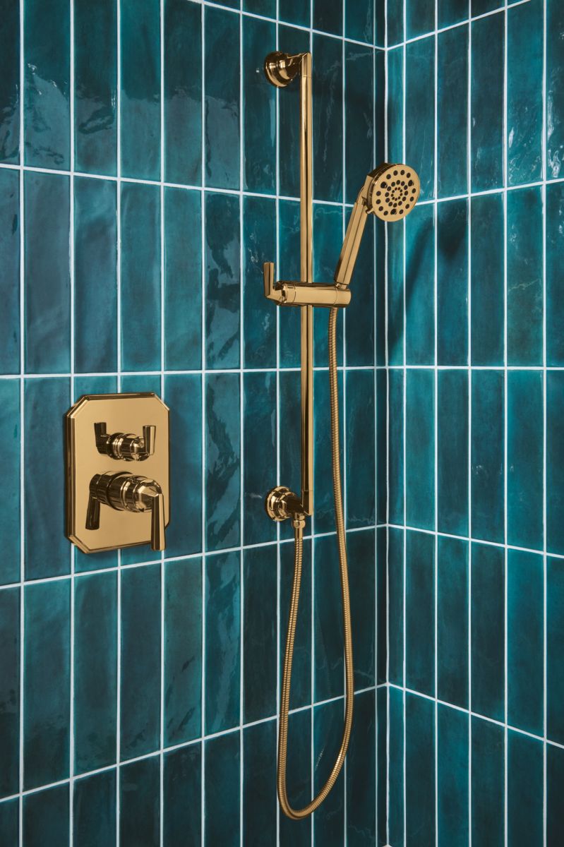 BRIZO Beauclere Pressure Balance Valve with Integrated Diverter Trim Lever Handle Kit — Polished Gold