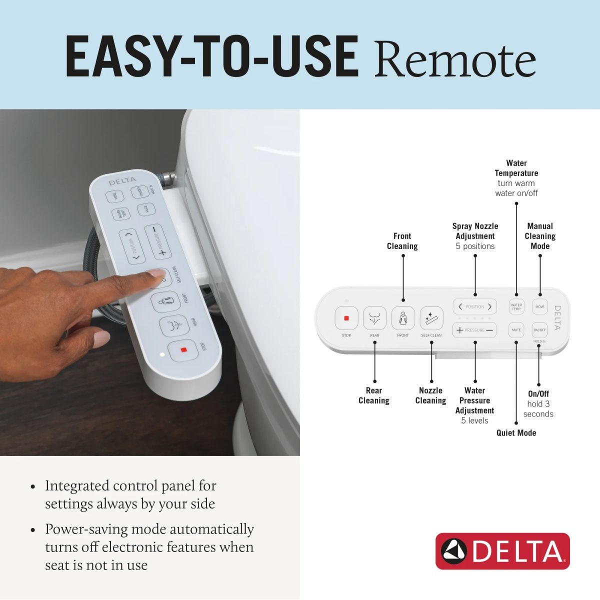 DELTA Refresh Standard Elongated Electric Bidet Toilet Seat — White