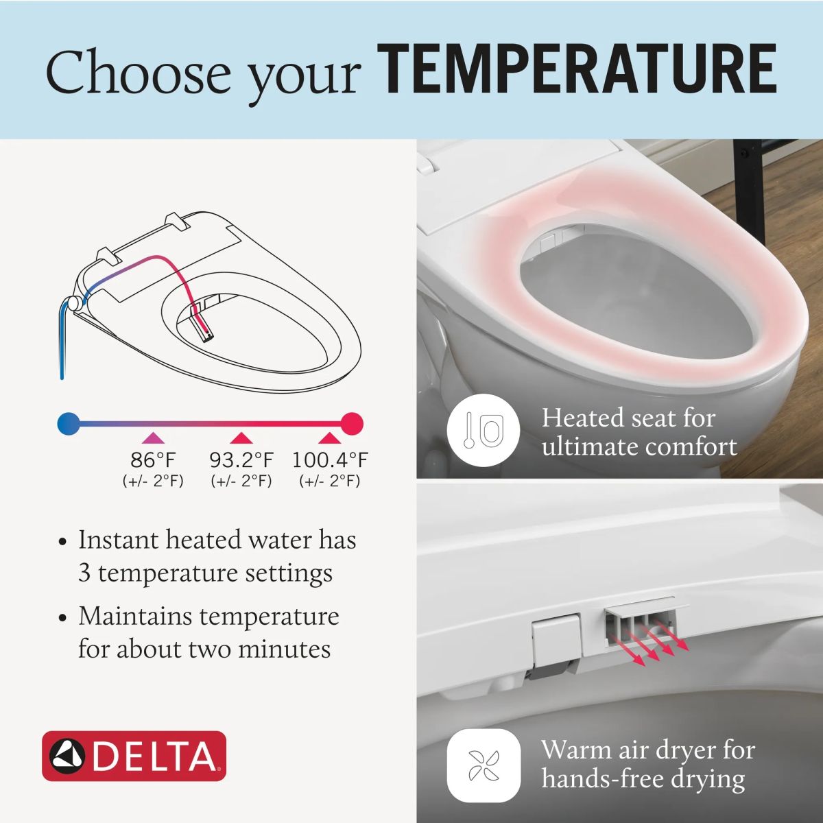 DELTA Refresh Premium Elongated Electric Bidet Toilet Seat — White