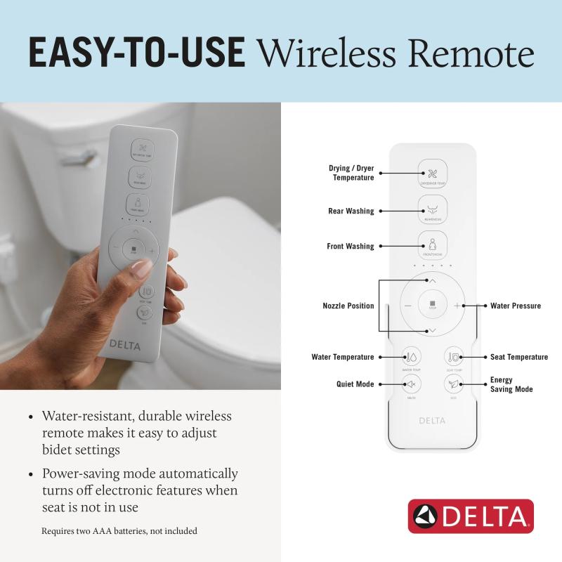 DELTA Refresh Premium Elongated Electric Bidet Toilet Seat — White