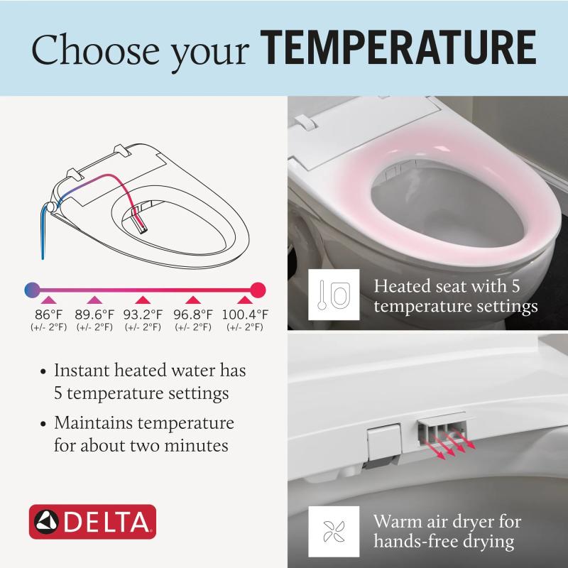 DELTA Refresh Ultimate Elongated Electric Bidet Toilet Seat — White