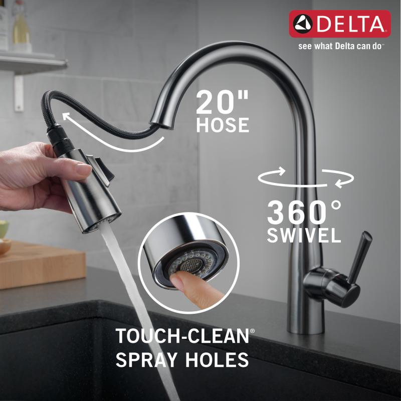 DELTA Essa Single Handle Pull-Down Kitchen Faucet — Arctic Stainless