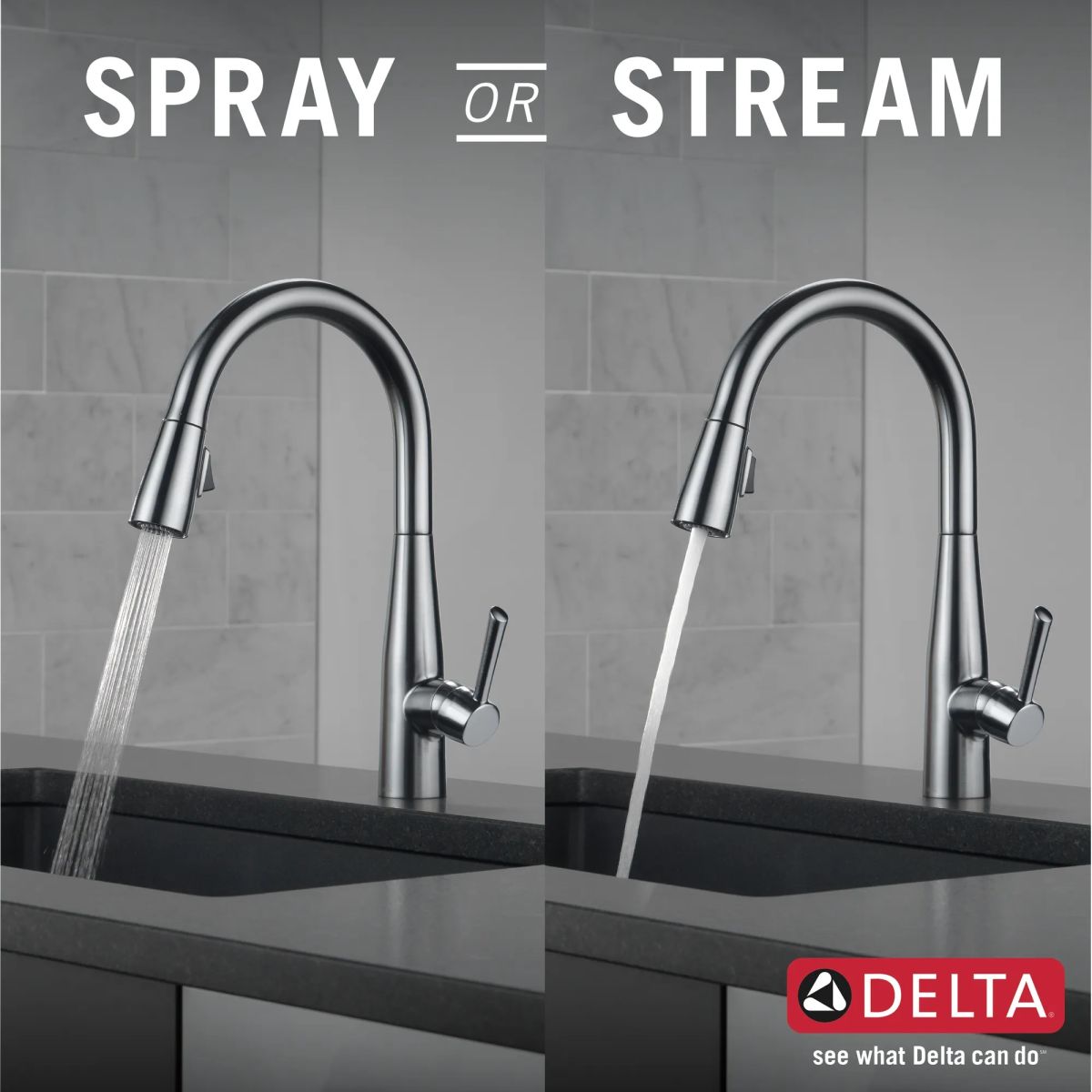 DELTA Essa Single Handle Pull-Down Kitchen Faucet — Arctic Stainless