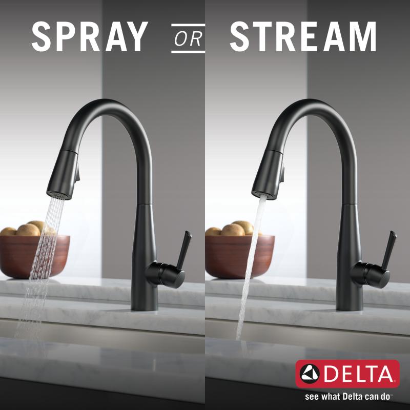 DELTA Essa Single Handle Pull-Down Kitchen Faucet — Matte Black