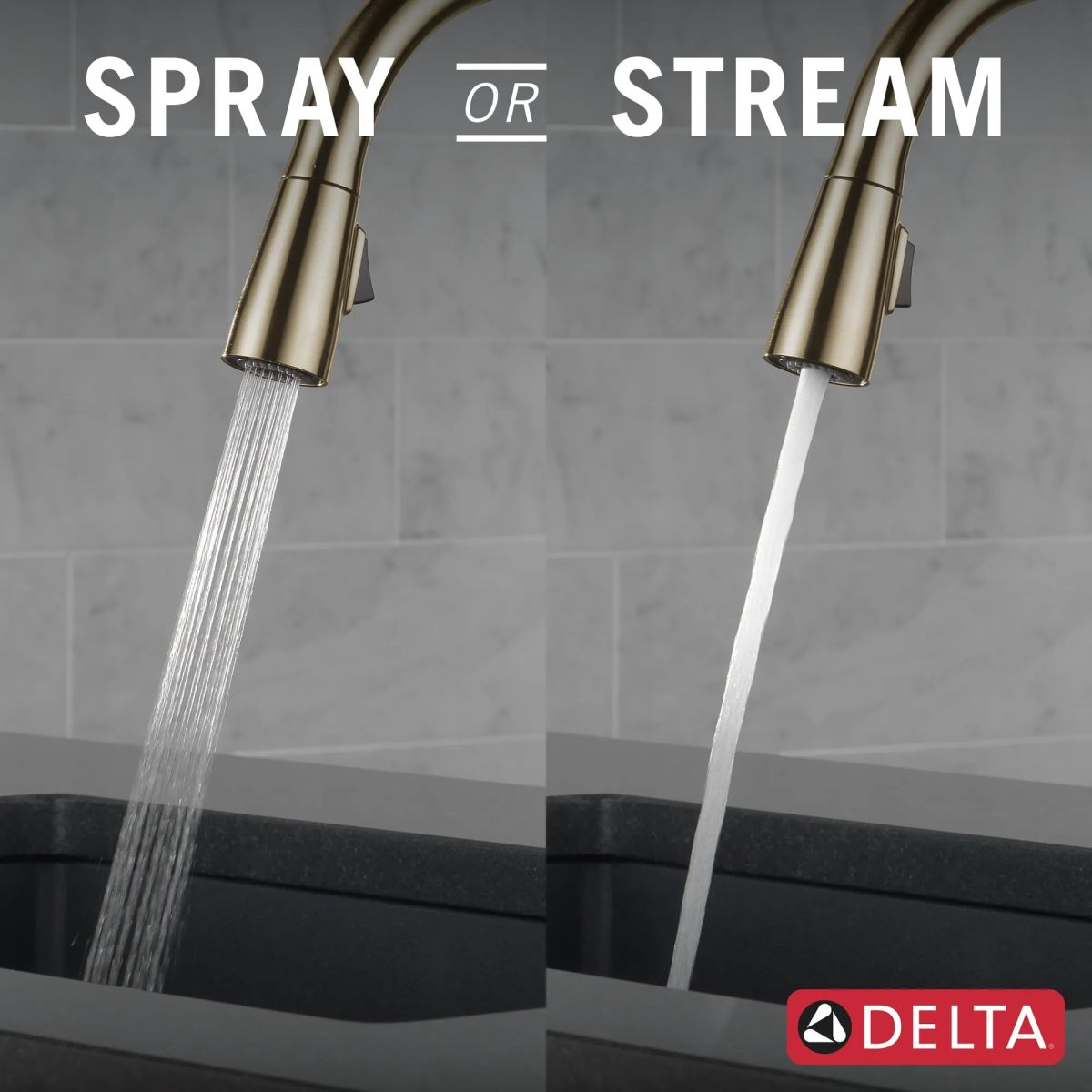 DELTA Essa Single Handle Pull-Down Kitchen Faucet — Champagne Bronze