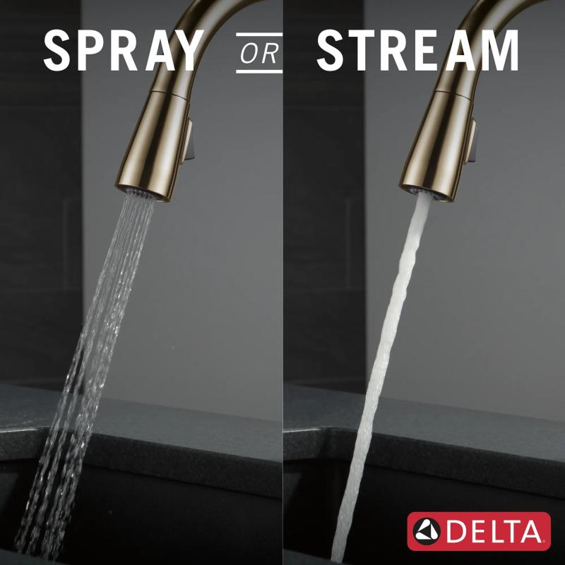 DELTA Essa Single Handle Pull-Down Kitchen Faucet with Touch2O Technology Technology — Champagne Bronze