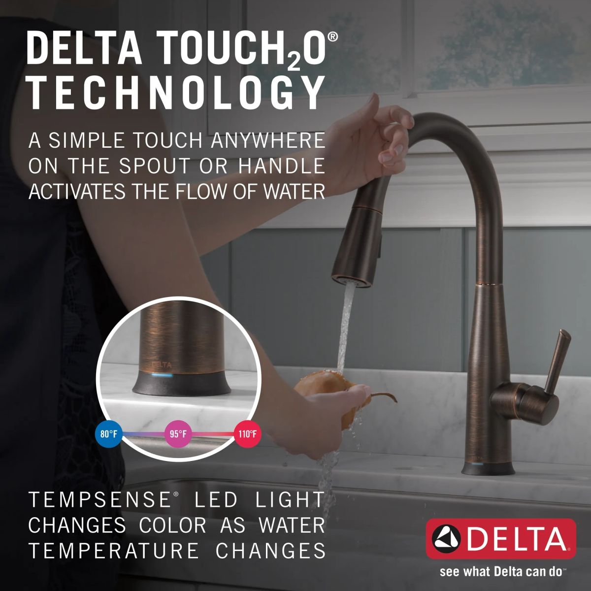 DELTA Essa Single Handle Pull-Down Kitchen Faucet with Touch2O Technology — Venetian Bronze