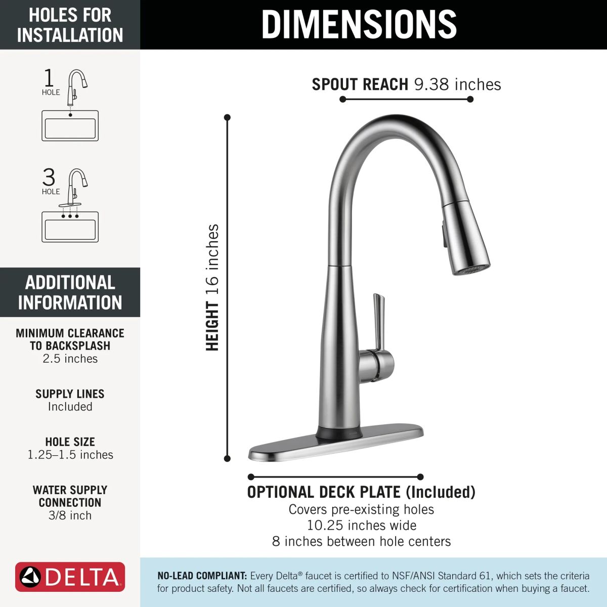 DELTA Essa Touch2O Technology Kitchen Faucet with Touchless Technology — Arctic Stainless