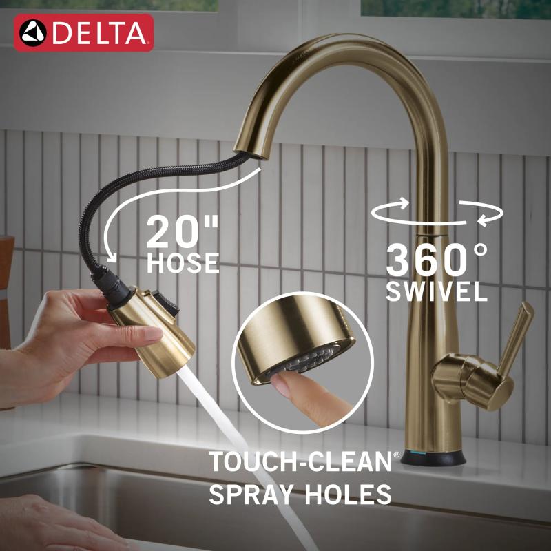 DELTA Essa Touch2O Technology Kitchen Faucet with Touchless Technology — Champagne Bronze