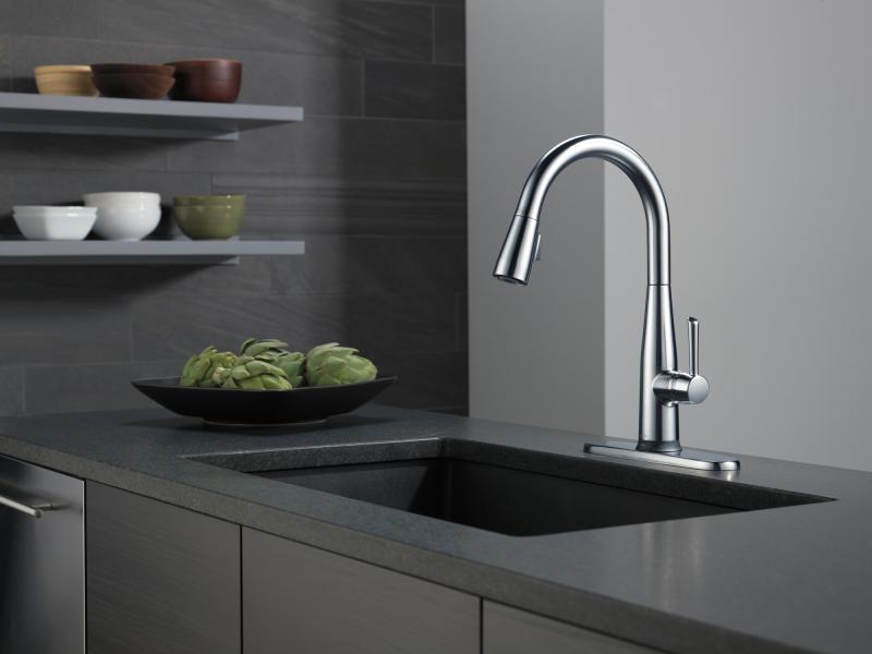 DELTA Essa VoiceIQ Single Handle Pull-Down Faucet with Touch2O Technology — Arctic Stainless