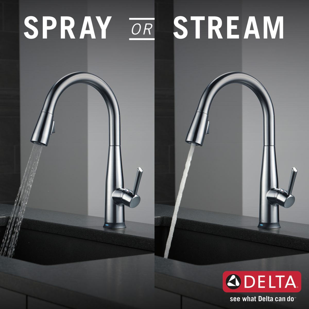 DELTA Essa VoiceIQ Single Handle Pull-Down Faucet with Touch2O Technology — Arctic Stainless