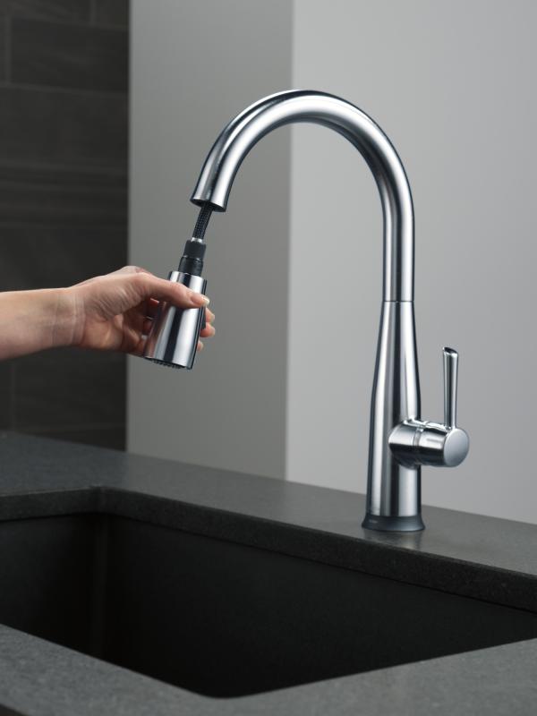 DELTA Essa VoiceIQ Single Handle Pull-Down Faucet with Touch2O Technology — Arctic Stainless