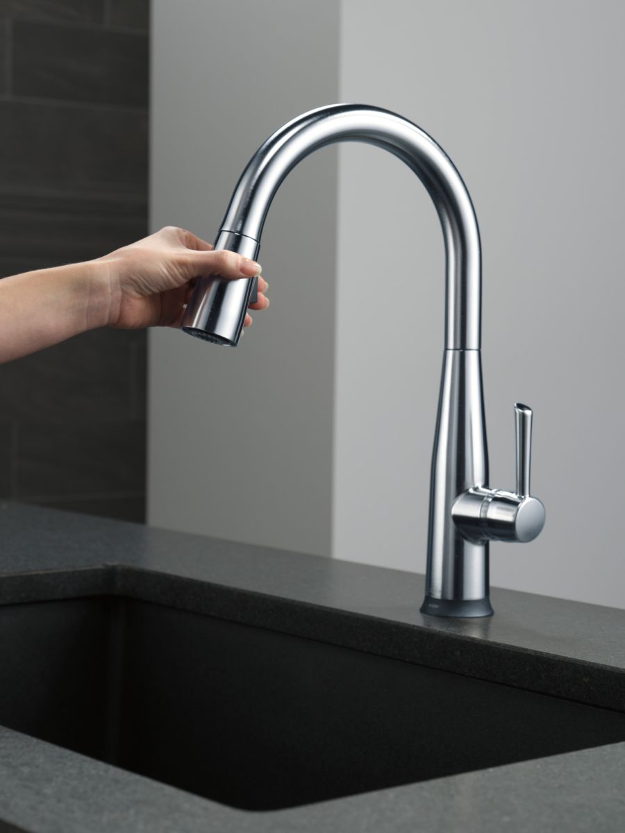 DELTA Essa VoiceIQ Single Handle Pull-Down Faucet with Touch2O Technology — Arctic Stainless