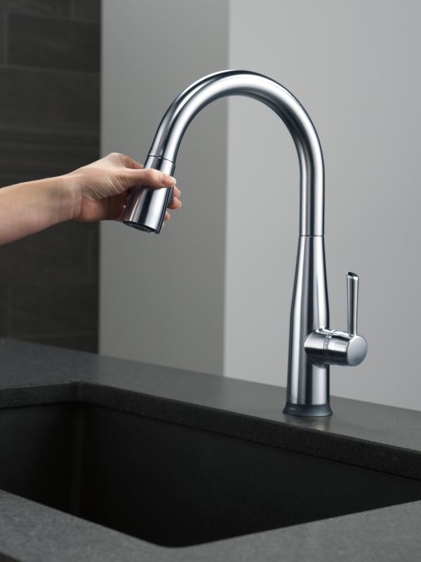 DELTA Essa VoiceIQ Single Handle Pull-Down Faucet with Touch2O Technology — Arctic Stainless