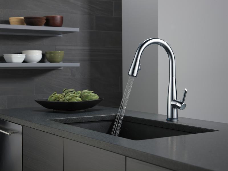 DELTA Essa VoiceIQ Single Handle Pull-Down Faucet with Touch2O Technology — Arctic Stainless