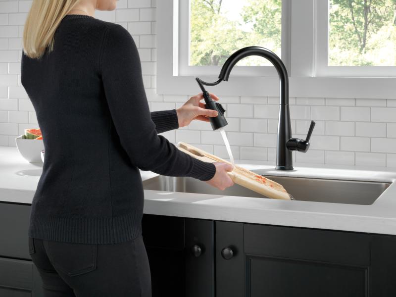 DELTA Essa VoiceIQ Single Handle Pull-Down Faucet with Touch2O Technology — Matte Black