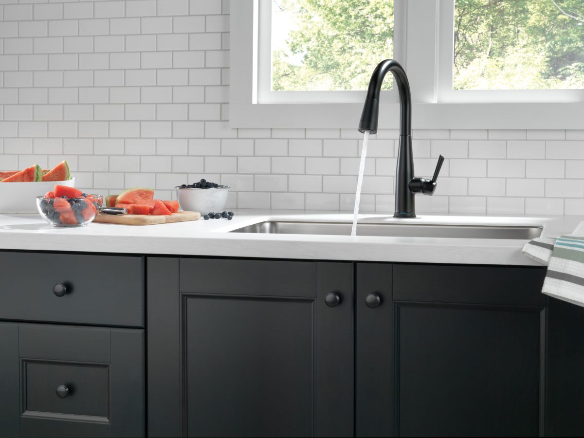 DELTA Essa VoiceIQ Single Handle Pull-Down Faucet with Touch2O Technology — Matte Black