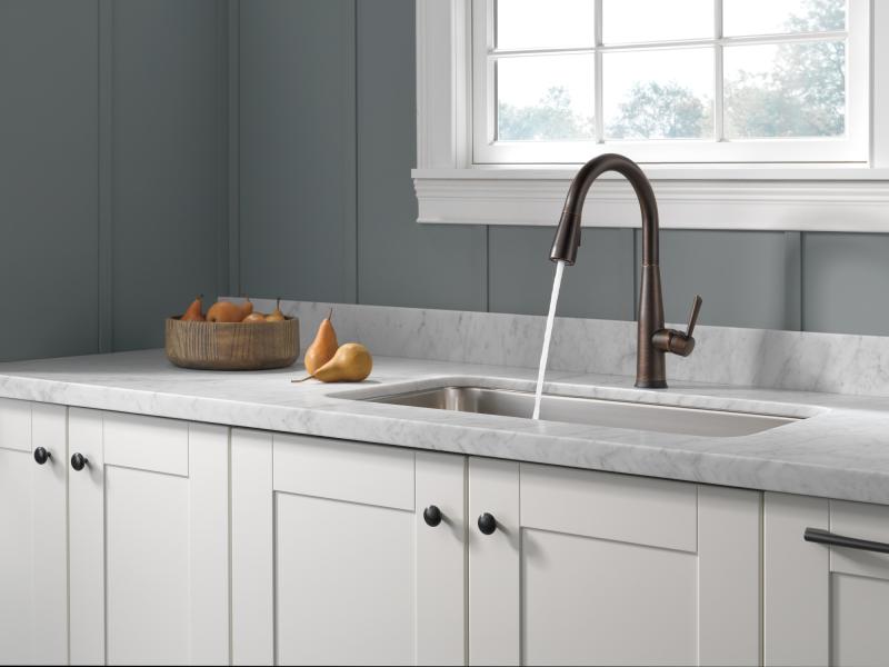 DELTA Essa VoiceIQ Single Handle Pull-Down Faucet with Touch2O Technology — Venetian Bronze