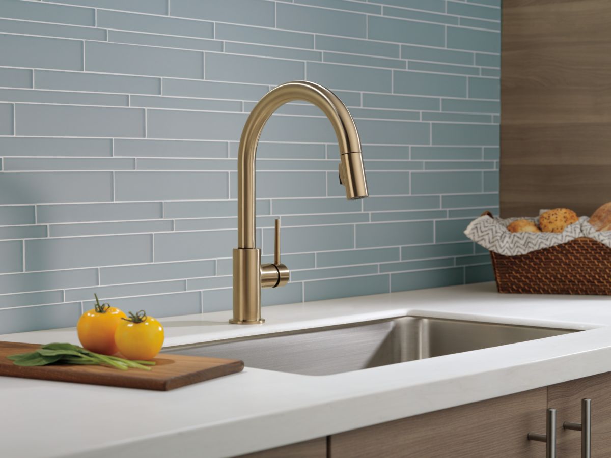 DELTA Trinsic Single Handle Pull-Down Kitchen Faucet — Champagne Bronze